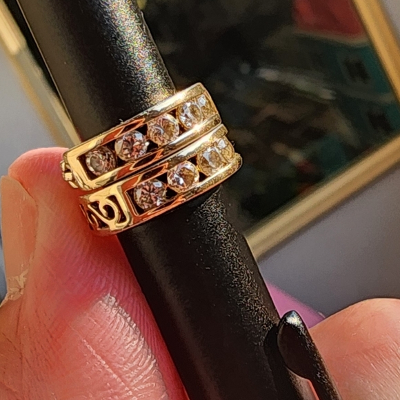 Elegant Moissanite 24k Gold On 925 Hoop Earrings - Picture 7 of 11